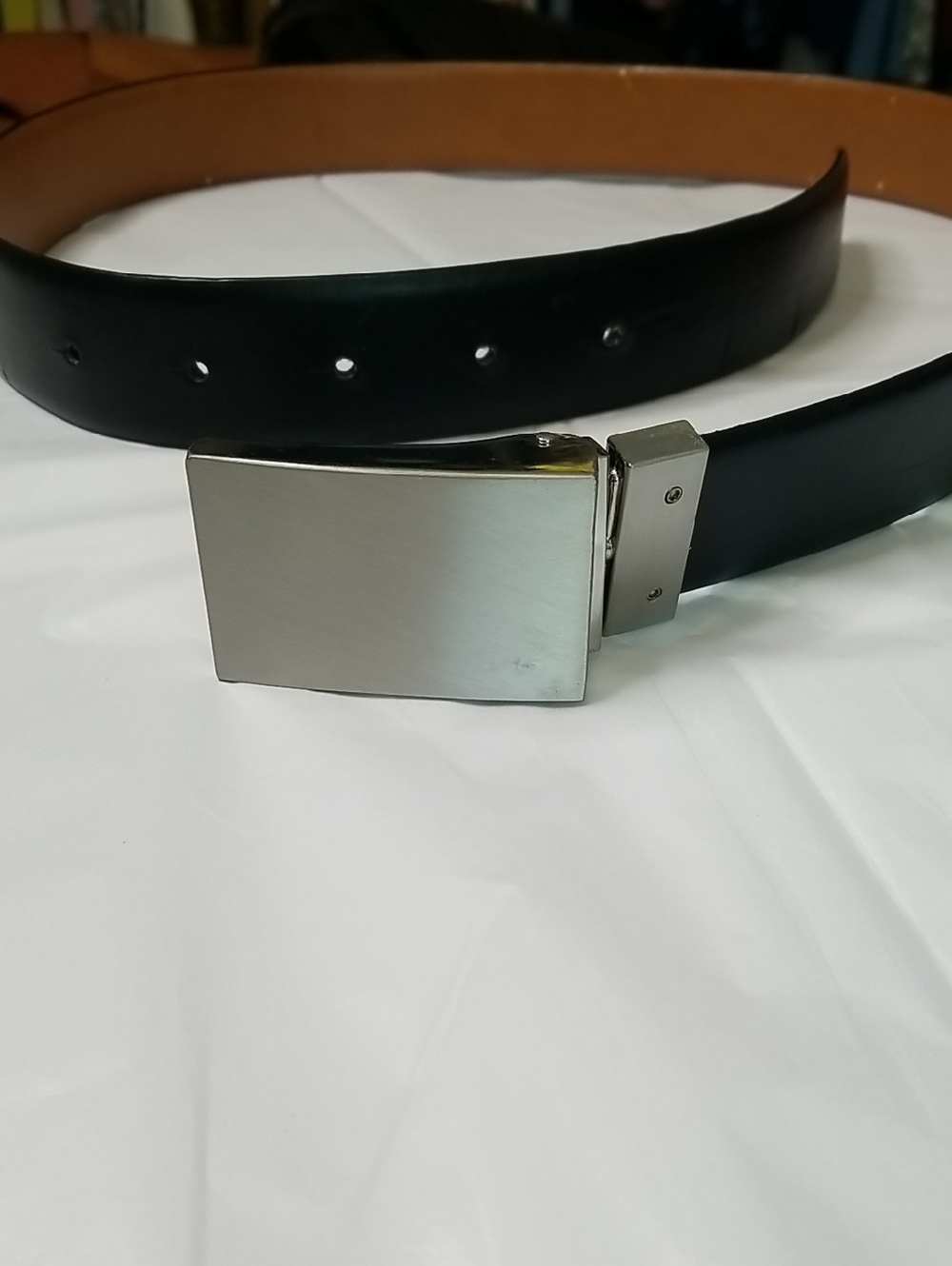 Black belt 37" long has silver color buckle